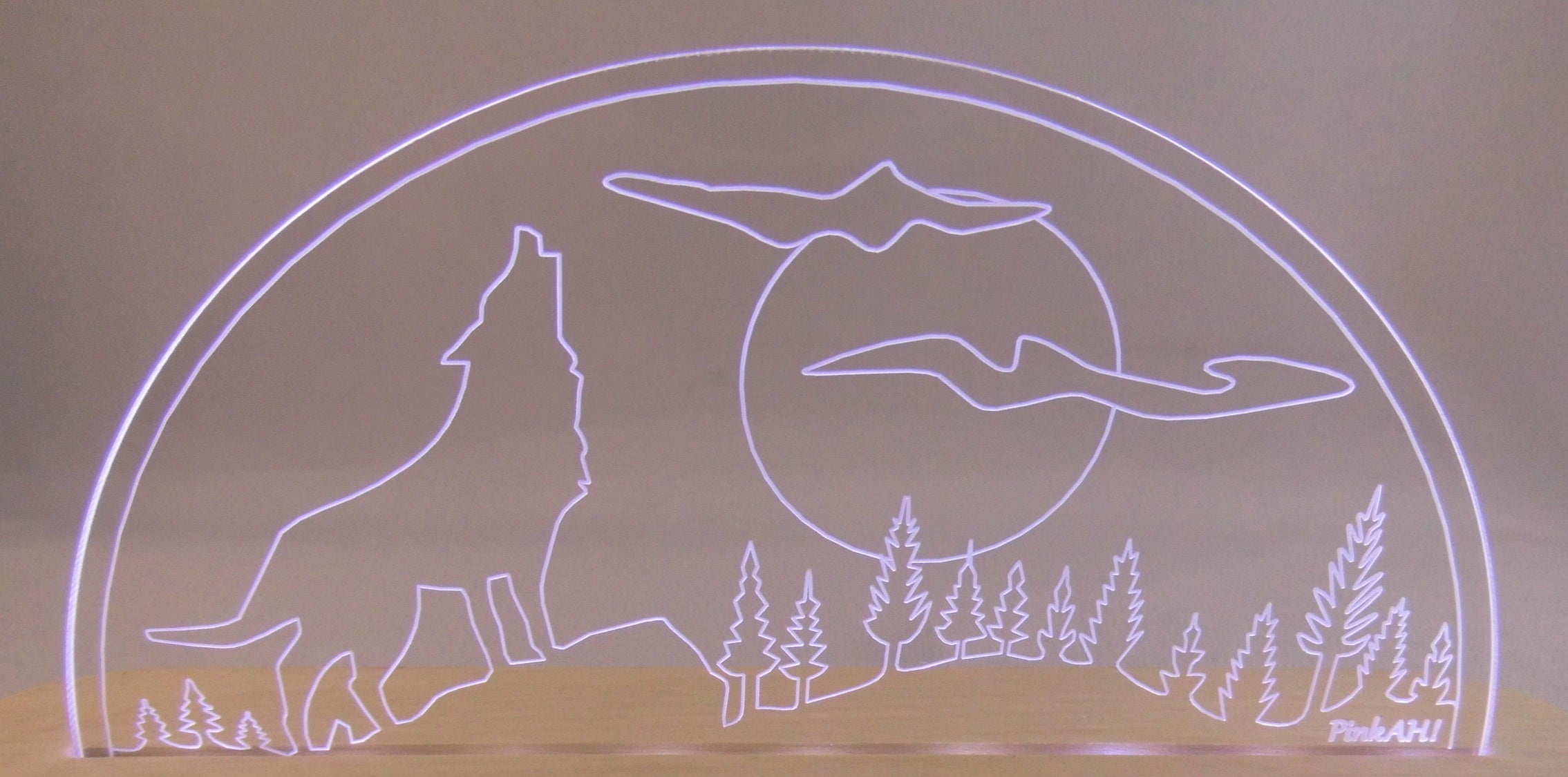 Wechselmotiv heulender Wolf Motiv für LED Schwibbogen Sockel